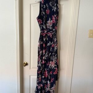 Eliza J Navy and Pink Floral Maxi Dress